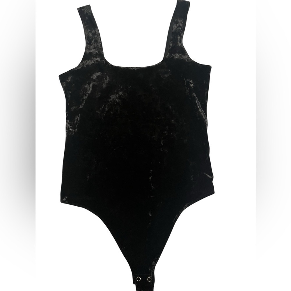 Good American Black Crushed Velvet Tank Bodysuit size 4/XL - Picture 3 of 10